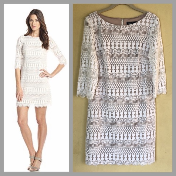 jessica howard scalloped lace shift dress